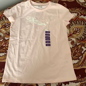 Girls pink shirt sleeve Puma shirt